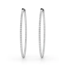14K Inside Out Hoop Diamond Earring 42mm