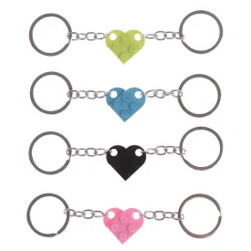 2Pcs Cute Love Heart Brick Keychain