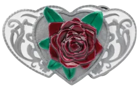 3 Hearts with Red Rose Belt Buckle