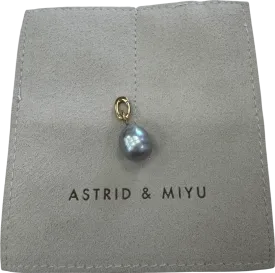 Astrid & Miyu Yellow 18k Gold Plated Silver Grey Pearl Talisman Charm In Gold