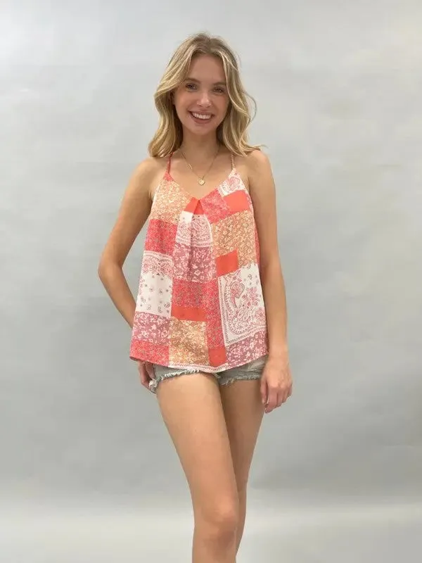 Bandana Print V-Neck Sleeveless Top