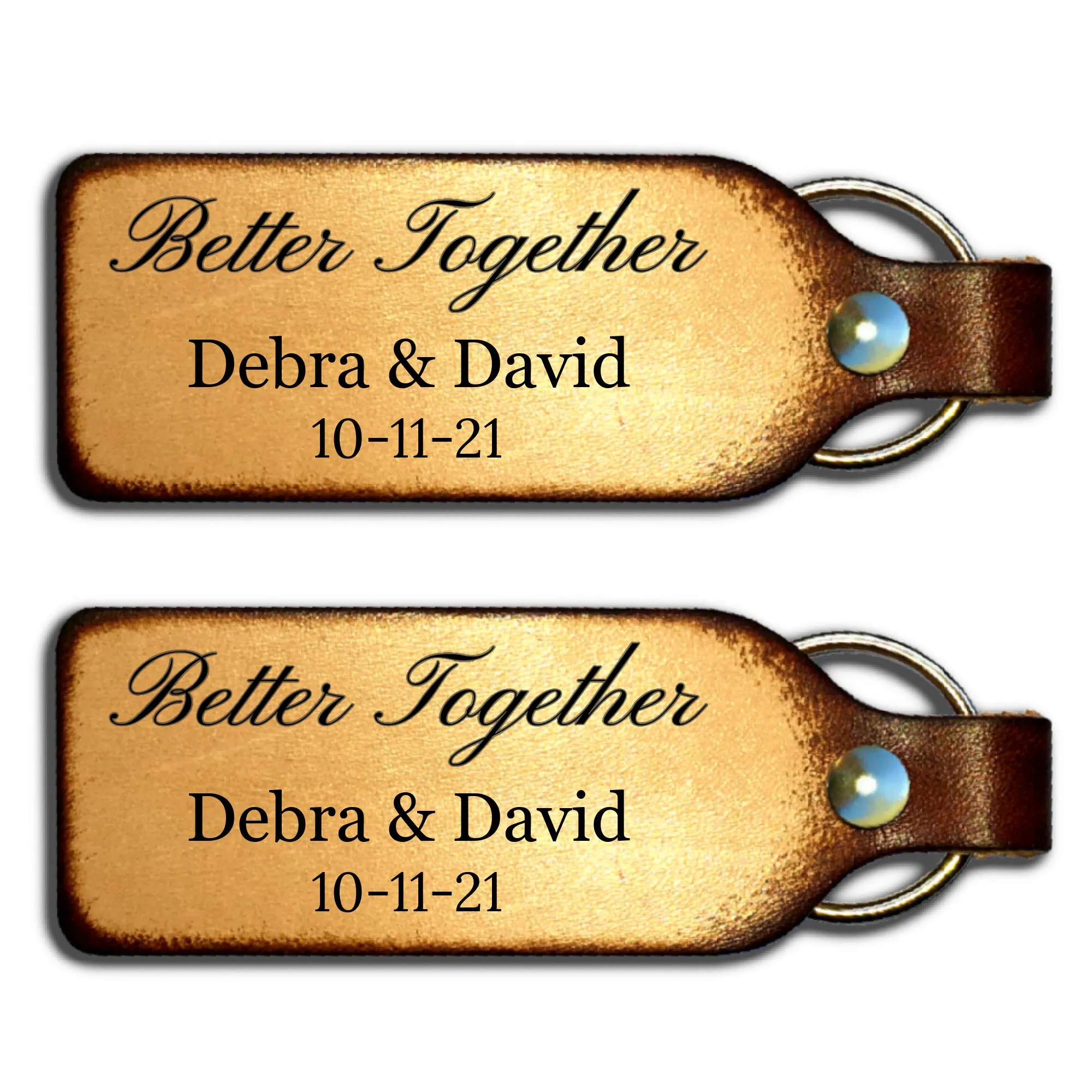 Better Together Personalized Leather Keychain
