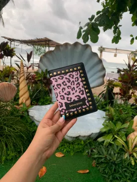 Black & Pink Animal Print With Stud Work Passport Cover