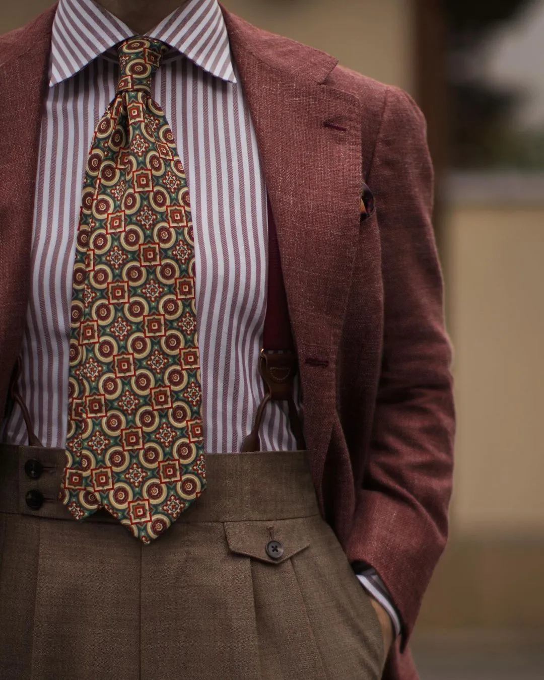 Burgundy Grosgrain Suspenders