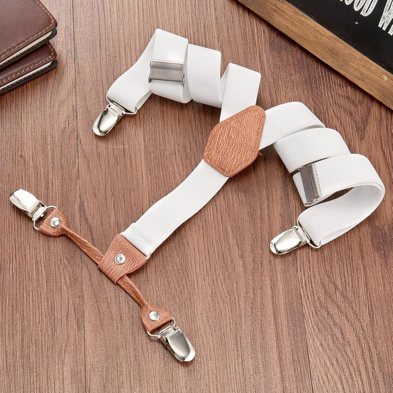 Buyless Fashion Adjustable Suspenders for Kids - 26" Elastic Straps 1" - Leather Y Shape Back - 5151