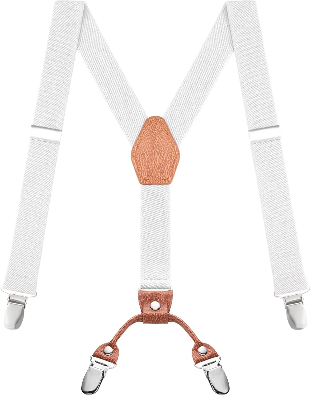Buyless Fashion Adjustable Suspenders for Kids - 26" Elastic Straps 1" - Leather Y Shape Back - 5151