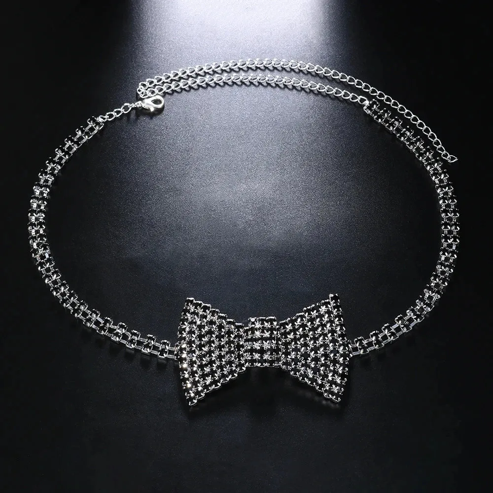 Carrie Crystal Bow Tie Choker Necklace