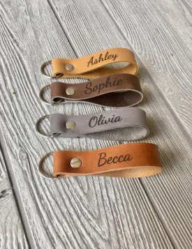Custom Leather Keychain, Personalized Leather Key Ring, Engraved Monogram Keychain, Christmas Gift, Name Tag, Customizable Key Holder