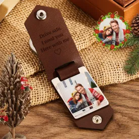 Custom Leather Photo Text Keychain Anniversary Gift For Christmas Gifts