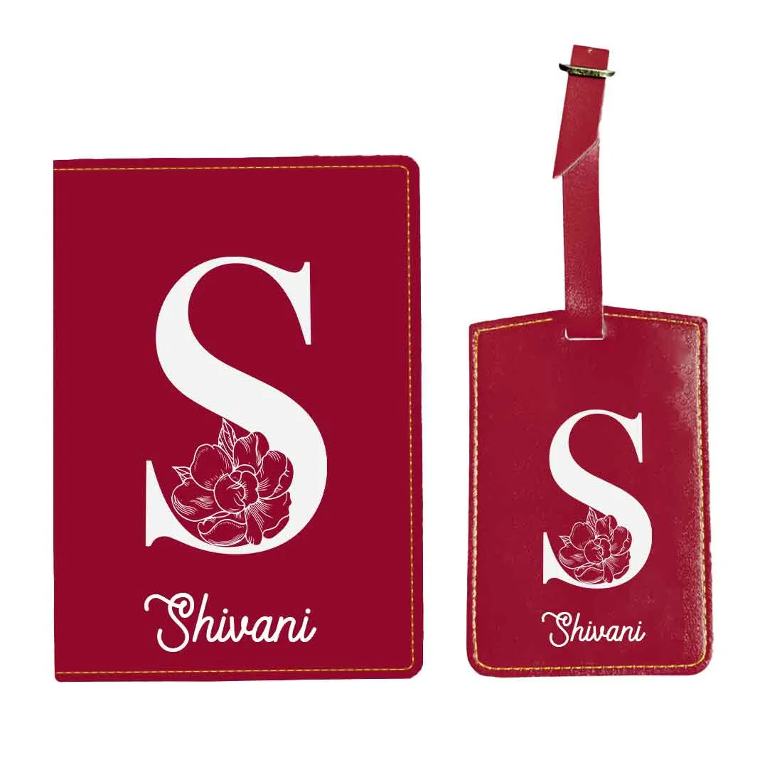 Custom Name on Passport Cover Holder Faux Leather Covers for Passports - Initial Name