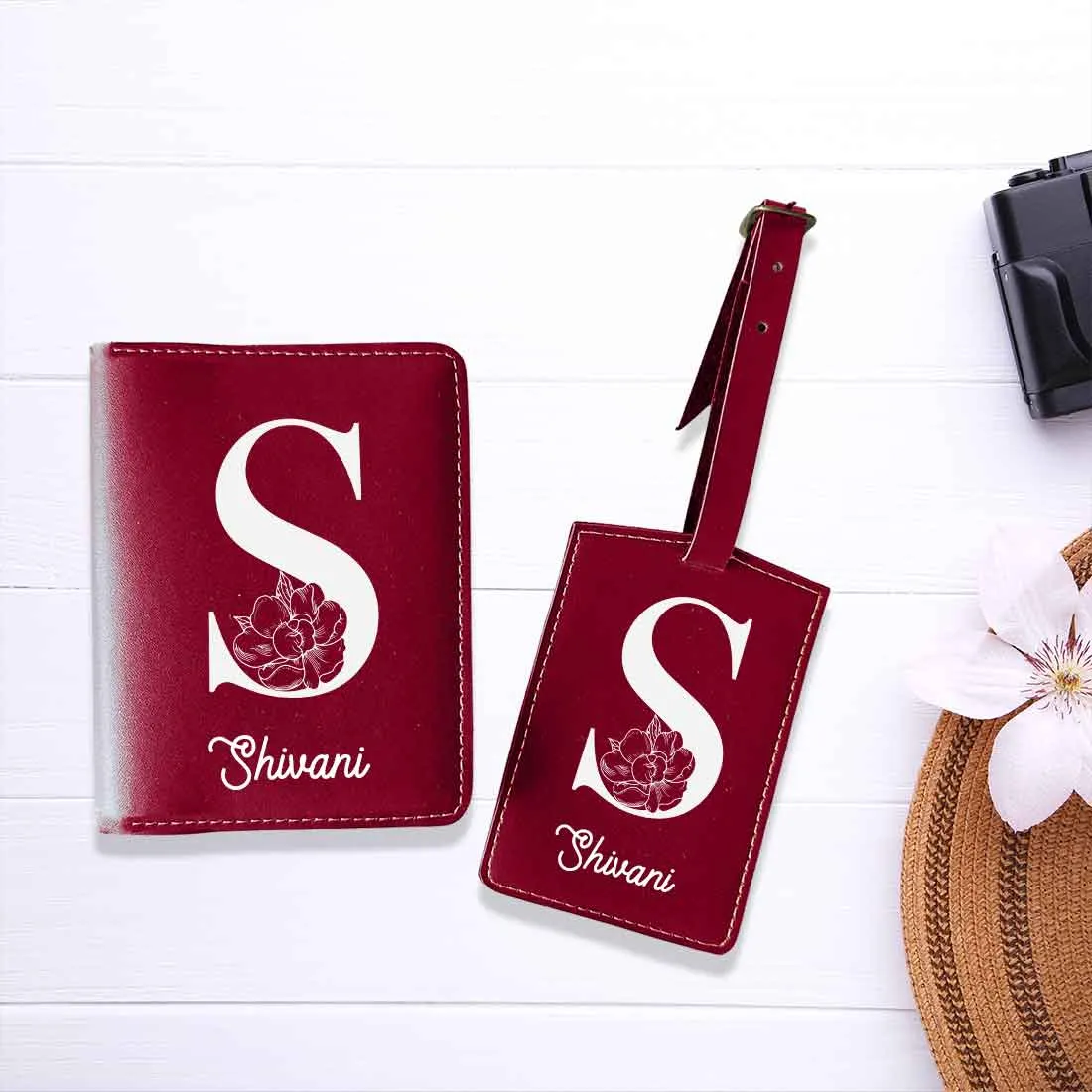 Custom Name on Passport Cover Holder Faux Leather Covers for Passports - Initial Name