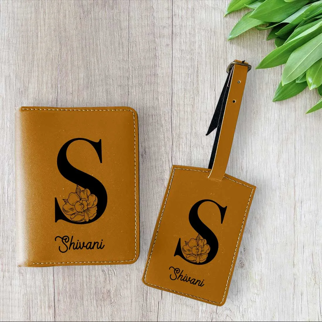 Custom Name on Passport Cover Holder Faux Leather Covers for Passports - Initial Name