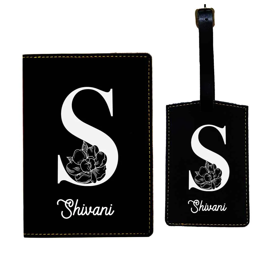 Custom Name on Passport Cover Holder Faux Leather Covers for Passports - Initial Name