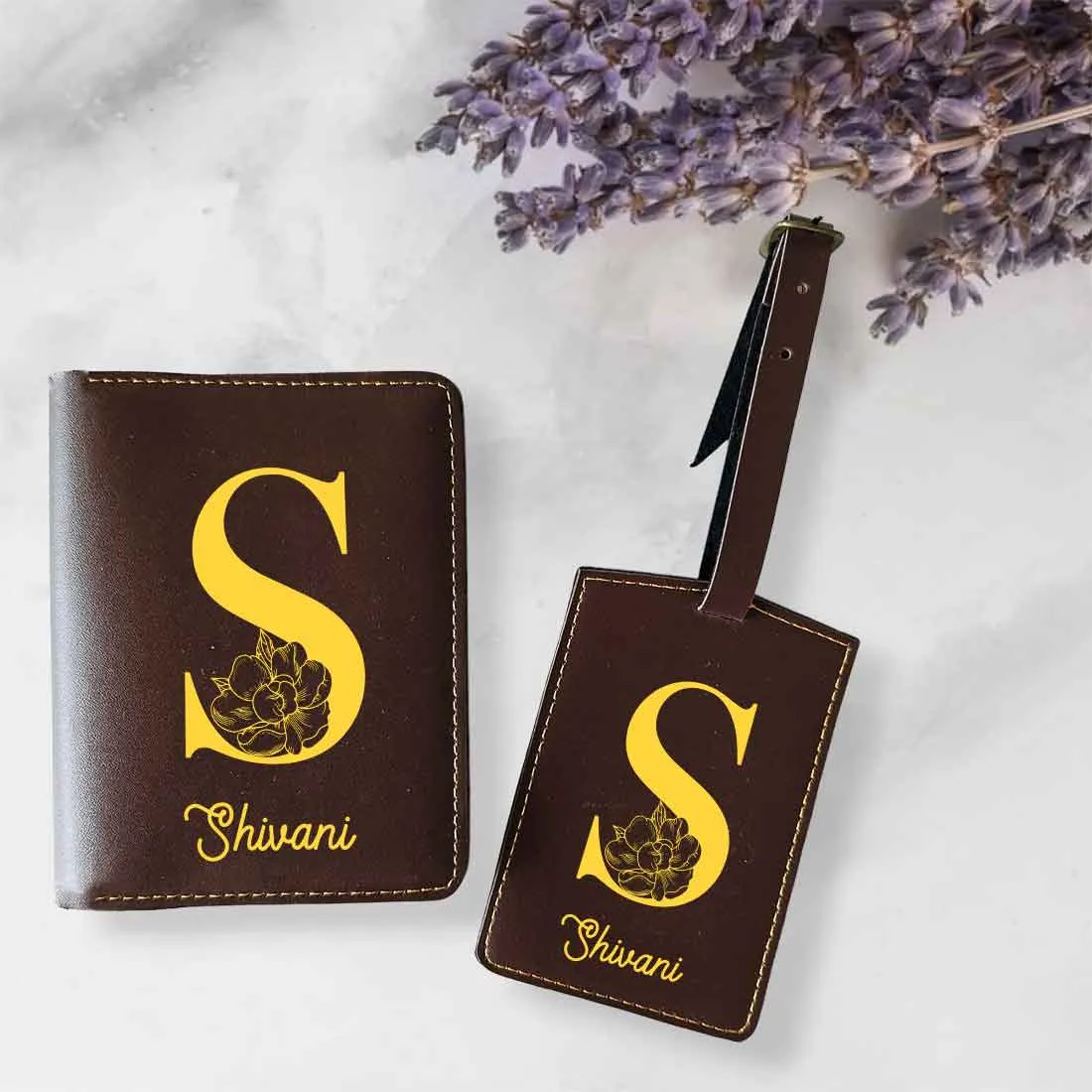 Custom Name on Passport Cover Holder Faux Leather Covers for Passports - Initial Name