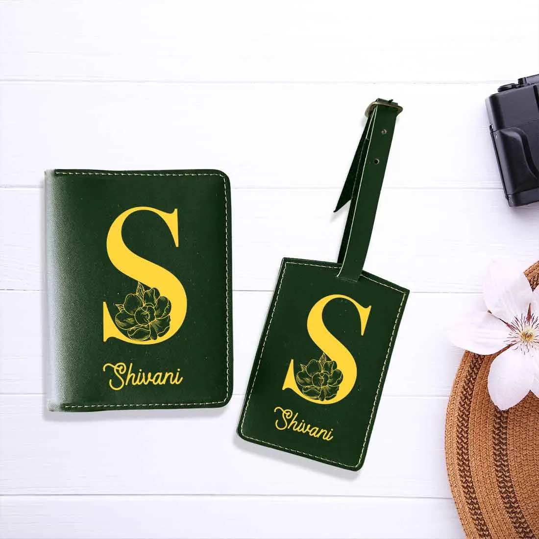 Custom Name on Passport Cover Holder Faux Leather Covers for Passports - Initial Name