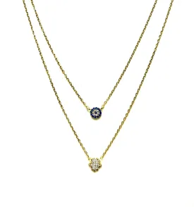 Double Strand Hamsa and Evil Eye Necklace