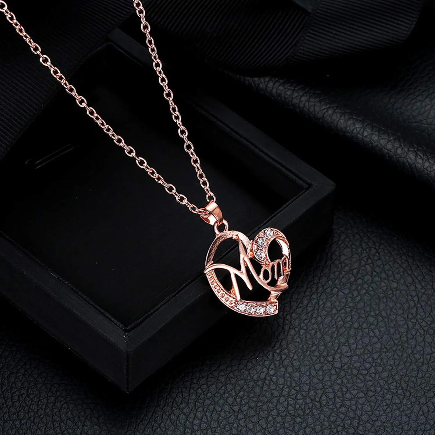 Dual Heart Crystal Mom Pendant
