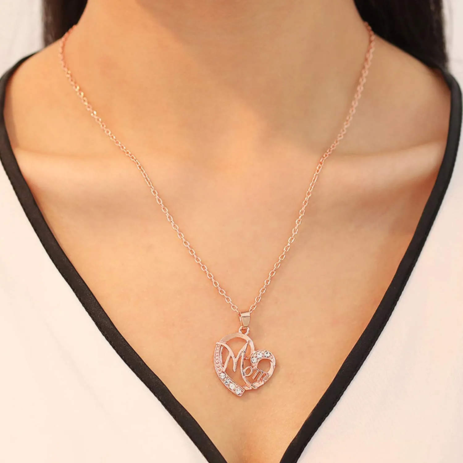 Dual Heart Crystal Mom Pendant