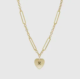 Etched Heart Link Necklace