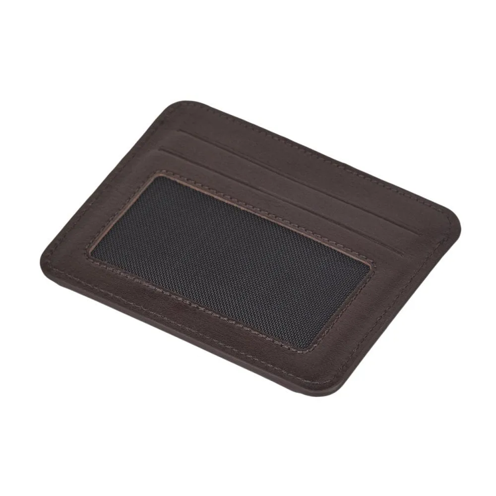 Flat Compact Credit Card Wallet With 2 ID Windows, 6CC - Brown