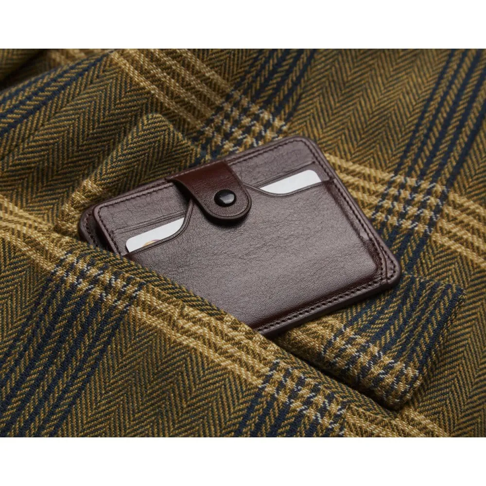 Flat Compact Credit Card Wallet With 2 ID Windows, 6CC - Brown