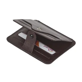 Flat Compact Credit Card Wallet With 2 ID Windows, 6CC - Brown
