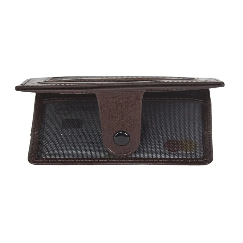Flat Compact Credit Card Wallet With 2 ID Windows, 6CC - Brown