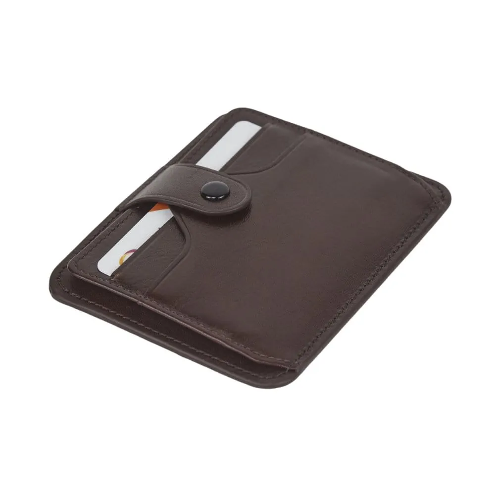 Flat Compact Credit Card Wallet With 2 ID Windows, 6CC - Brown