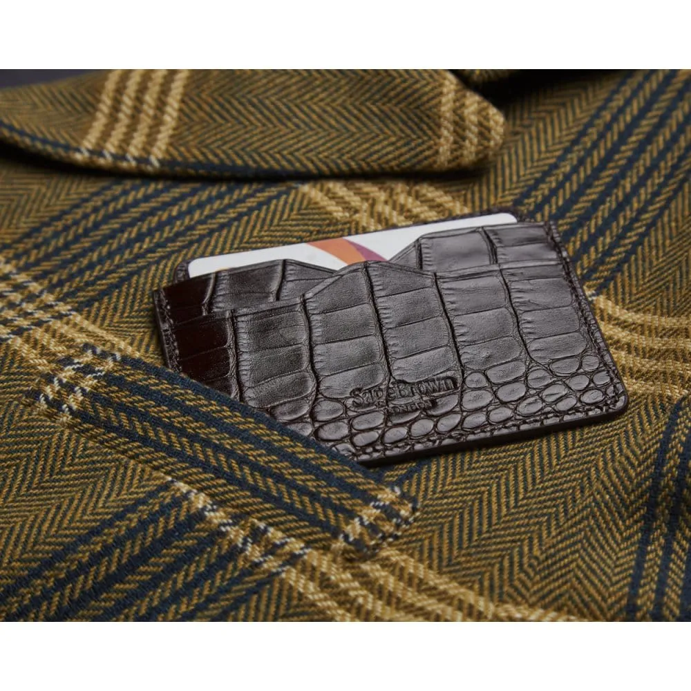 Flat Credit Card Case With ID Window - Brown Croc
