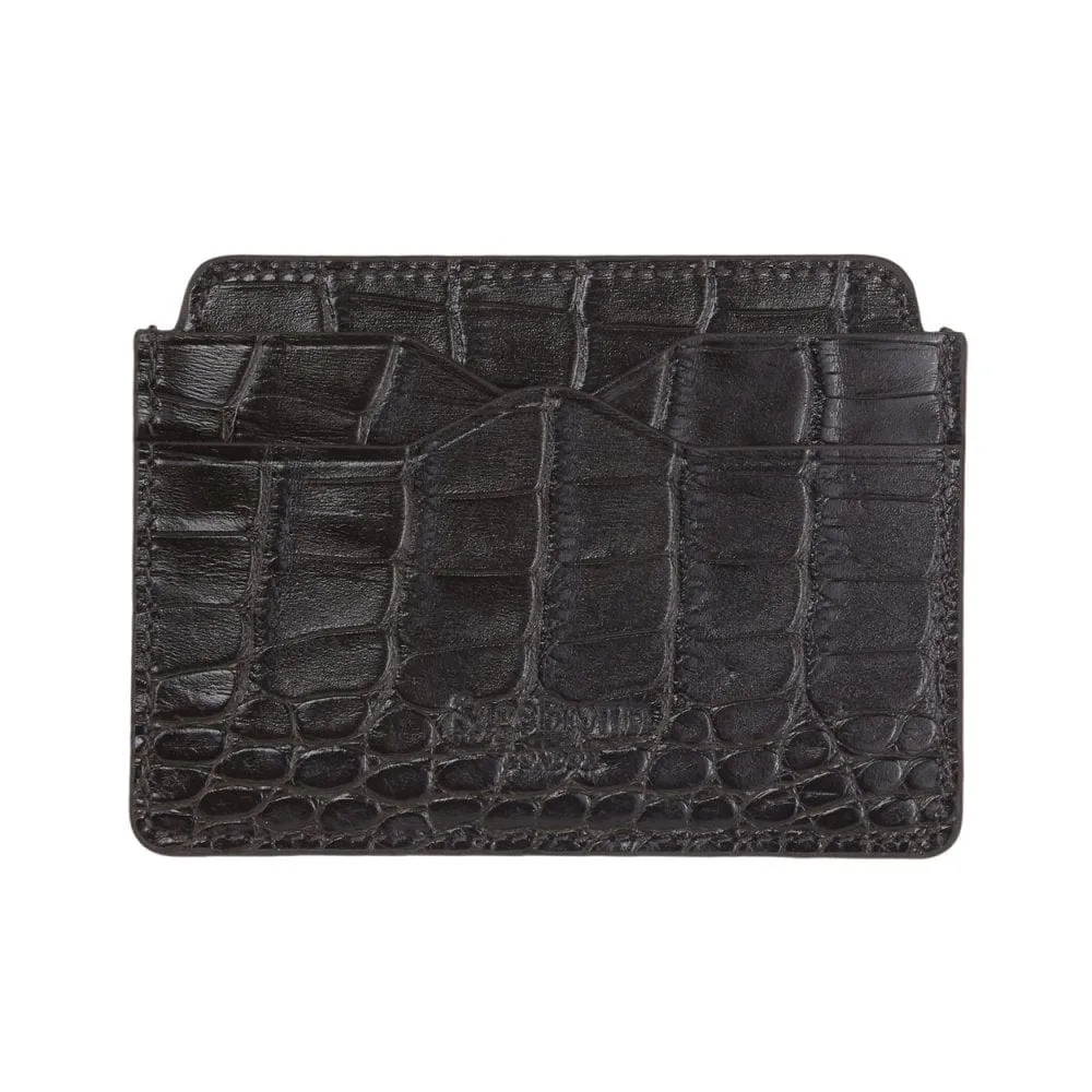 Flat Credit Card Case With ID Window - Brown Croc