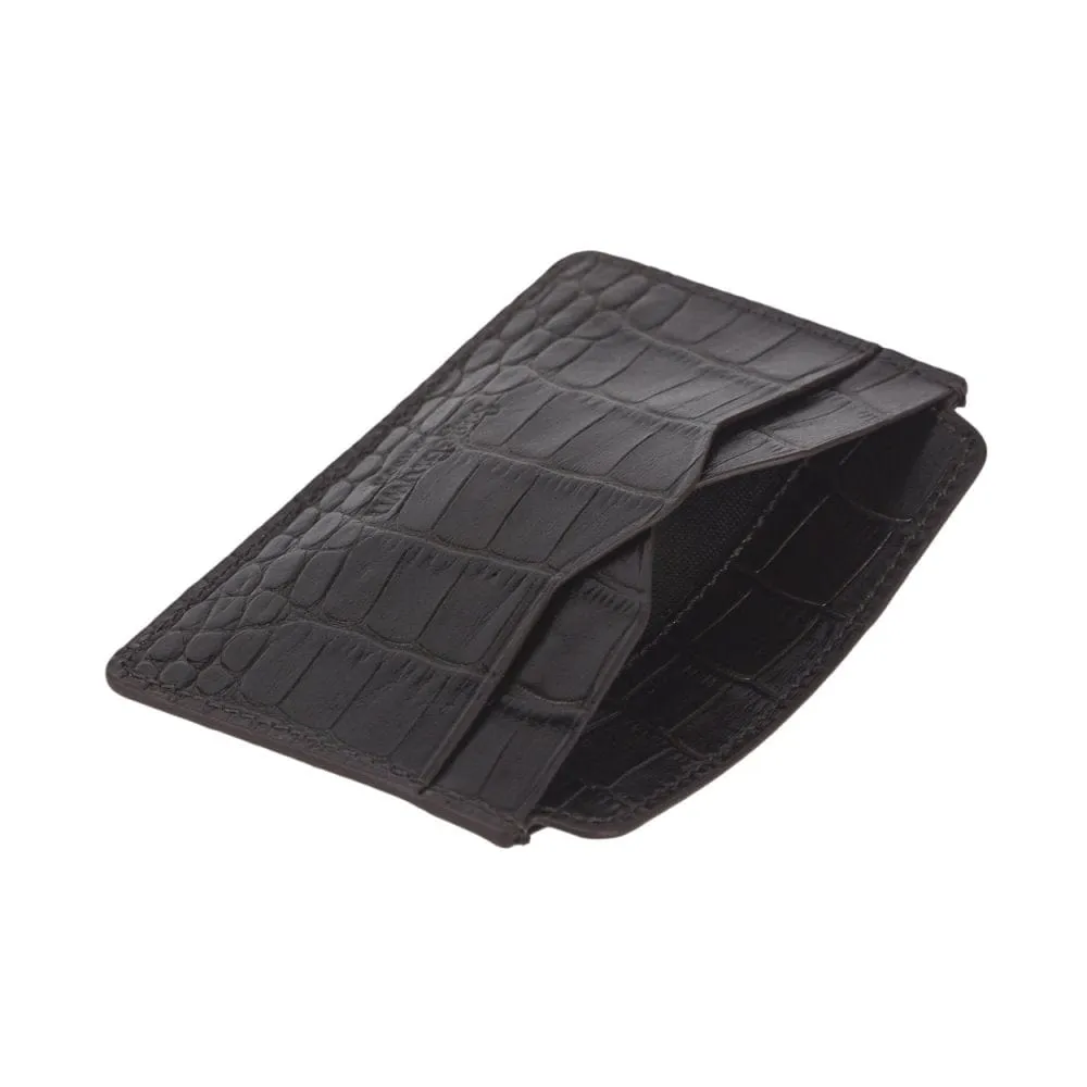Flat Credit Card Case With ID Window - Brown Croc