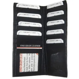 Genuine Leather Black Slim Design Tall Credit Card ID Holder 528 BK