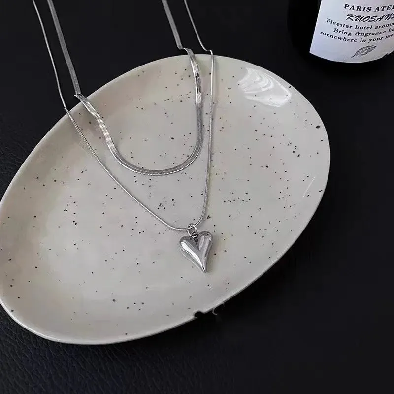 Geometric Heart-Shaped Love Pendant Necklace for Couples