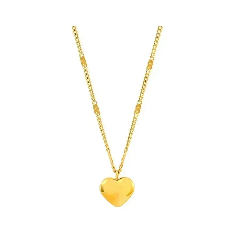 Geometric Heart-Shaped Love Pendant Necklace for Couples