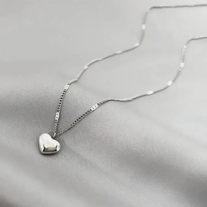 Geometric Heart-Shaped Love Pendant Necklace for Couples