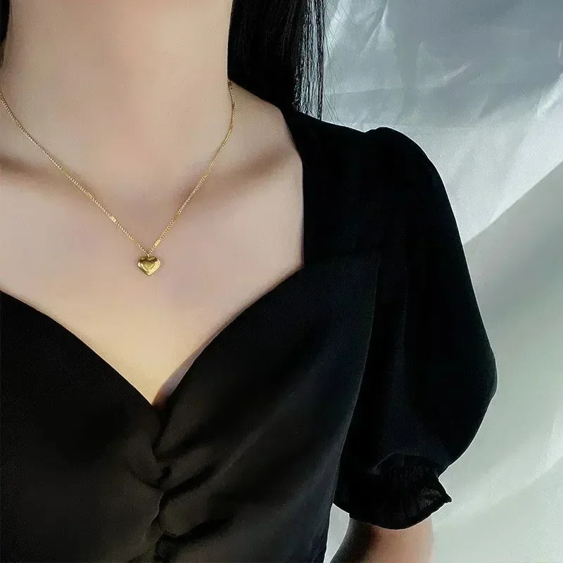 Geometric Heart-Shaped Love Pendant Necklace for Couples