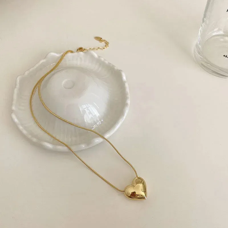 Geometric Heart-Shaped Love Pendant Necklace for Couples