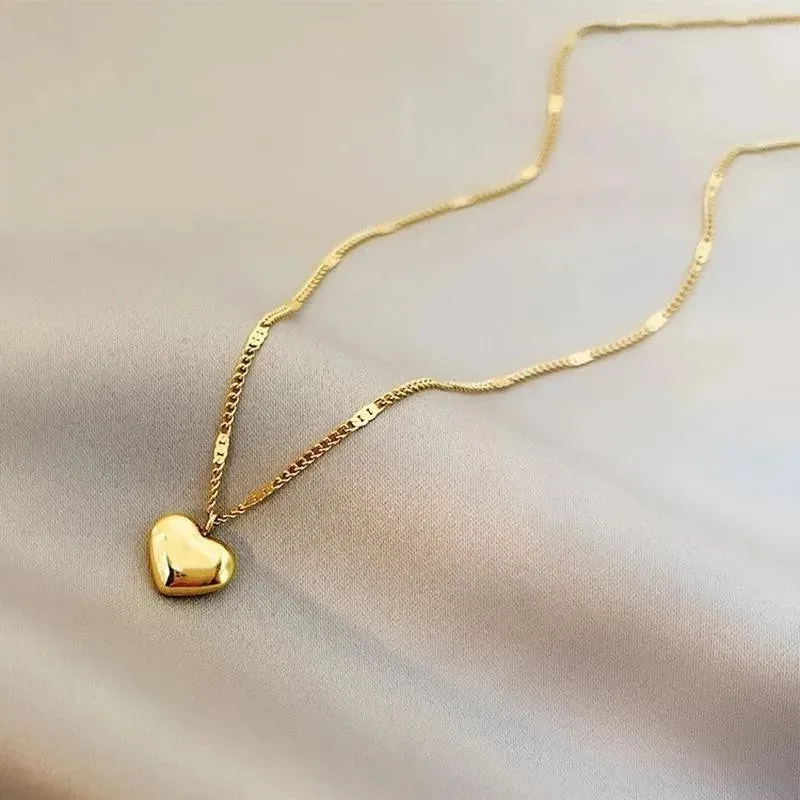 Geometric Heart-Shaped Love Pendant Necklace for Couples