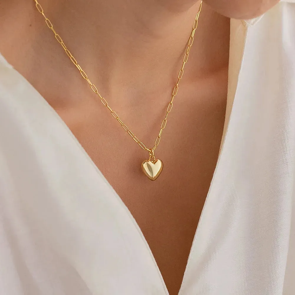 Geometric Heart-Shaped Love Pendant Necklace for Couples