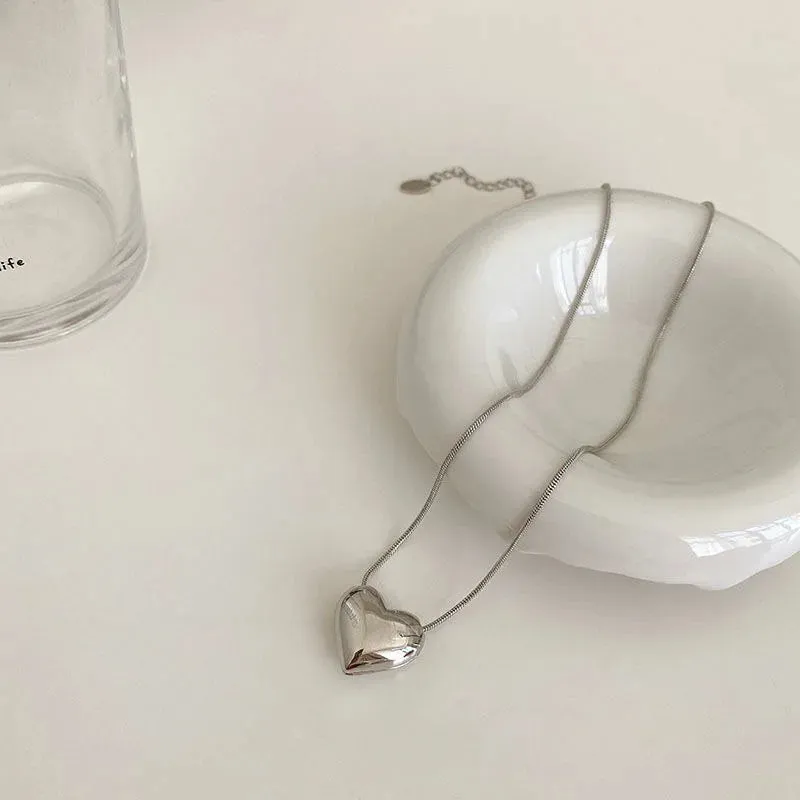 Geometric Heart-Shaped Love Pendant Necklace for Couples