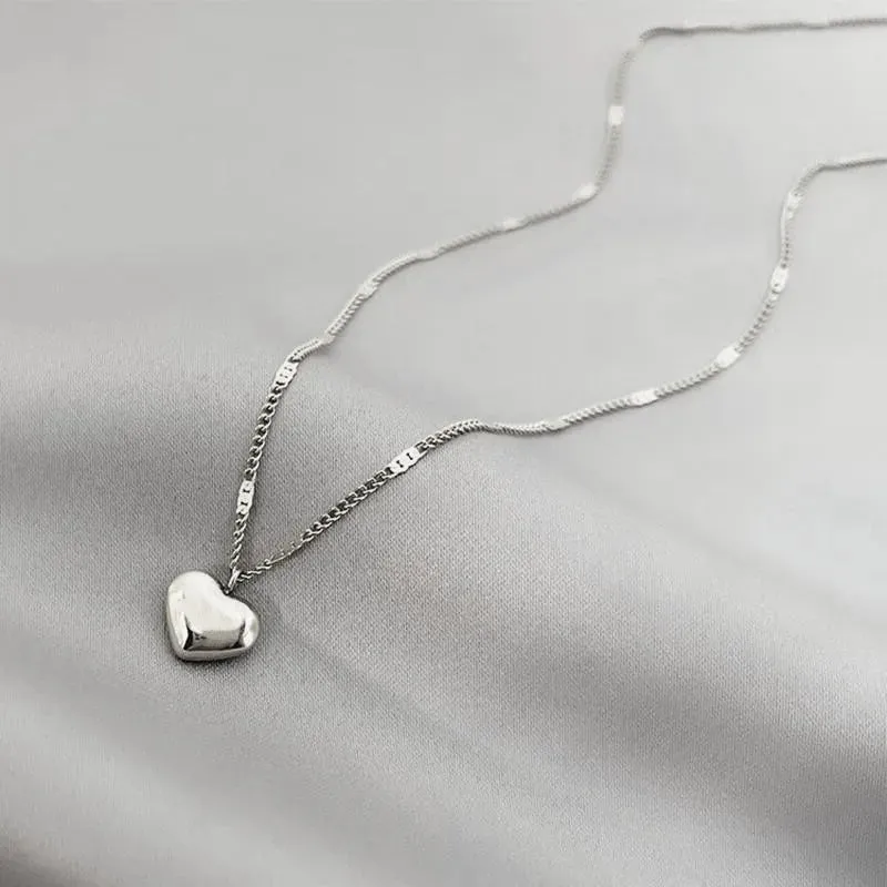 Geometric Heart-Shaped Love Pendant Necklace for Couples