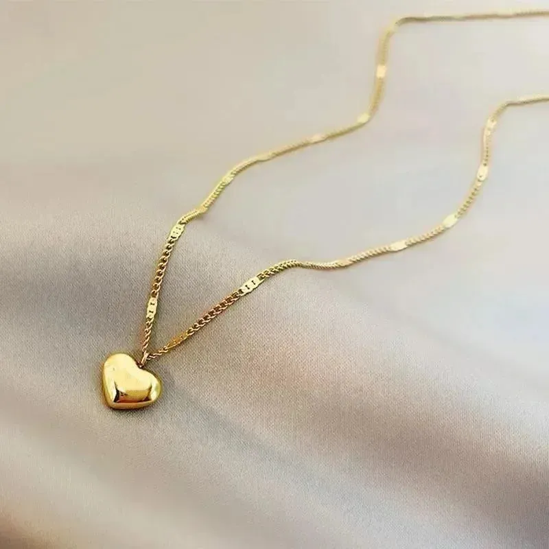 Geometric Heart-Shaped Love Pendant Necklace for Couples