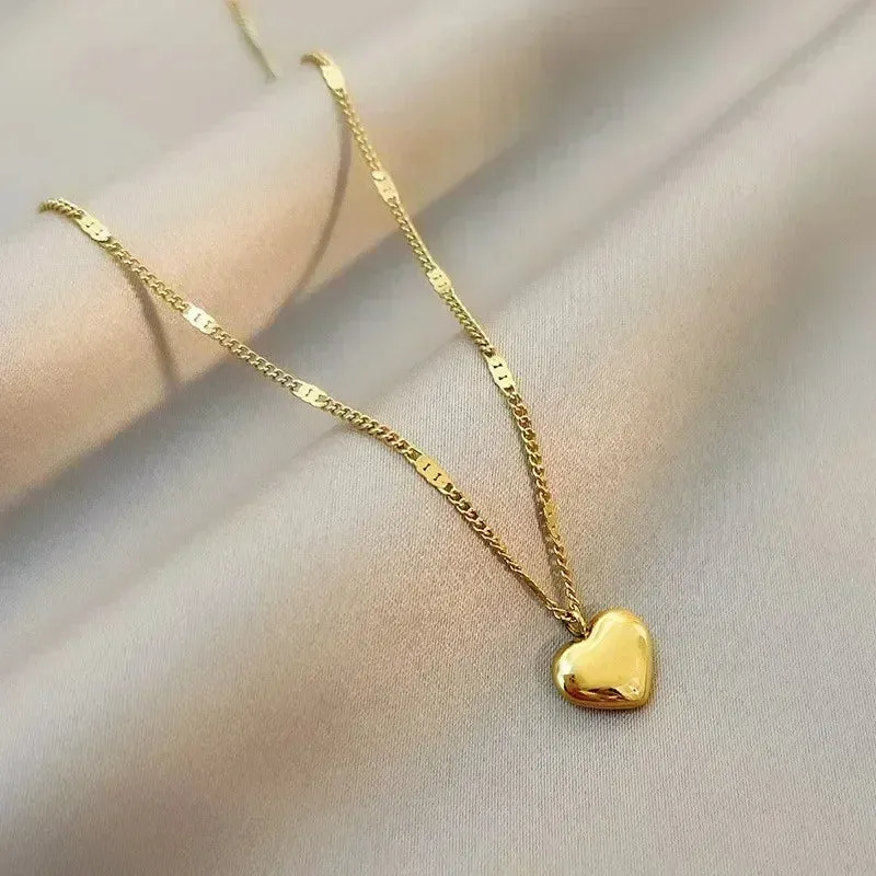 Geometric Heart-Shaped Love Pendant Necklace for Couples