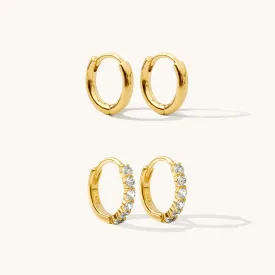 Huggie Hoop Earrings Set