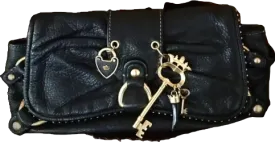 Juicy Couture Black Leather Charm Clutch Bag