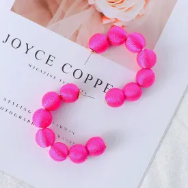 Juliana Silk Pom Pom Hoop Earrings