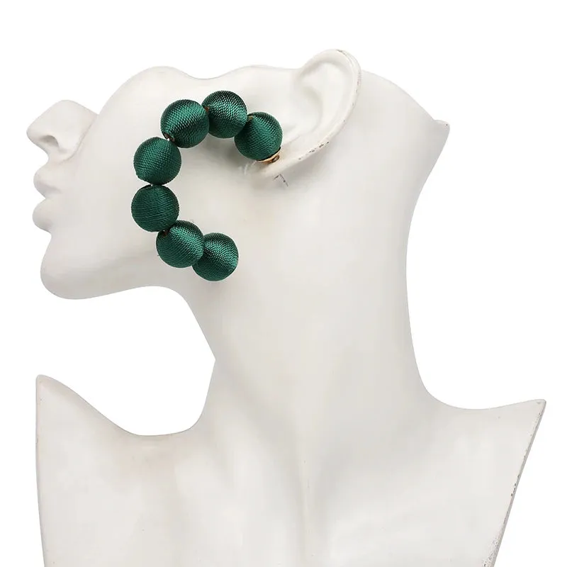 Juliana Silk Pom Pom Hoop Earrings