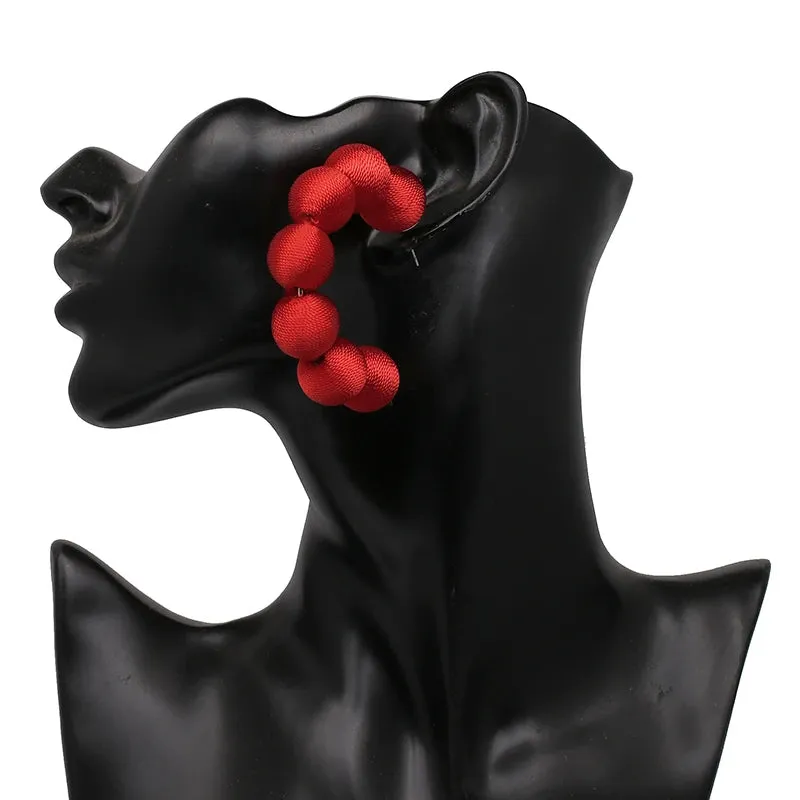 Juliana Silk Pom Pom Hoop Earrings