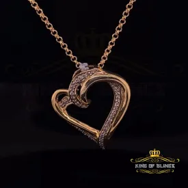 King Of Bling's Real 0.10ct Diamond 925 Sterling Silver HEART Charm Necklace Yellow Pendant