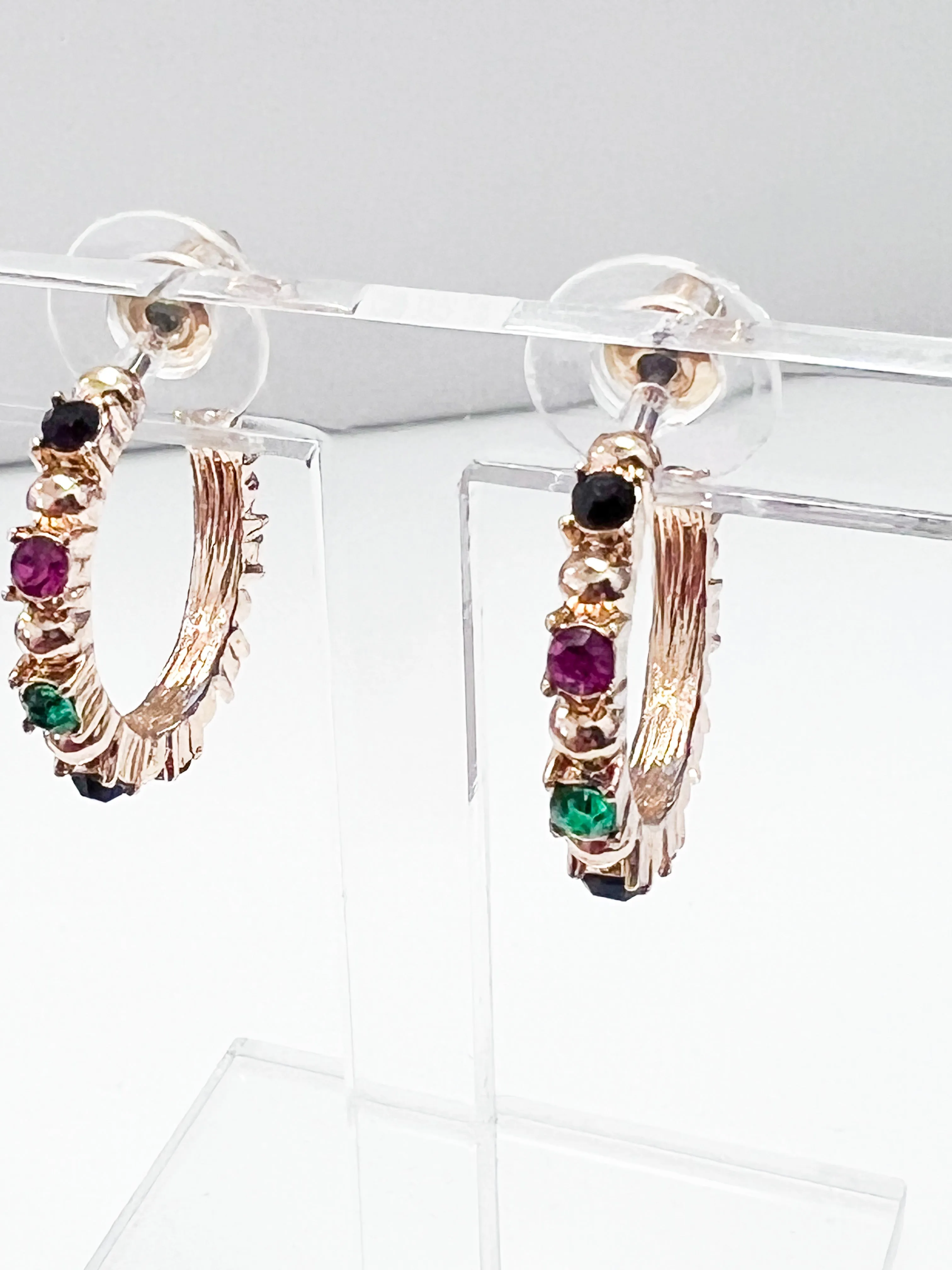 Kylie - Rainbow Rhinestone Hoop Earrings